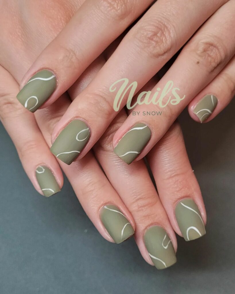 matte olive green nails