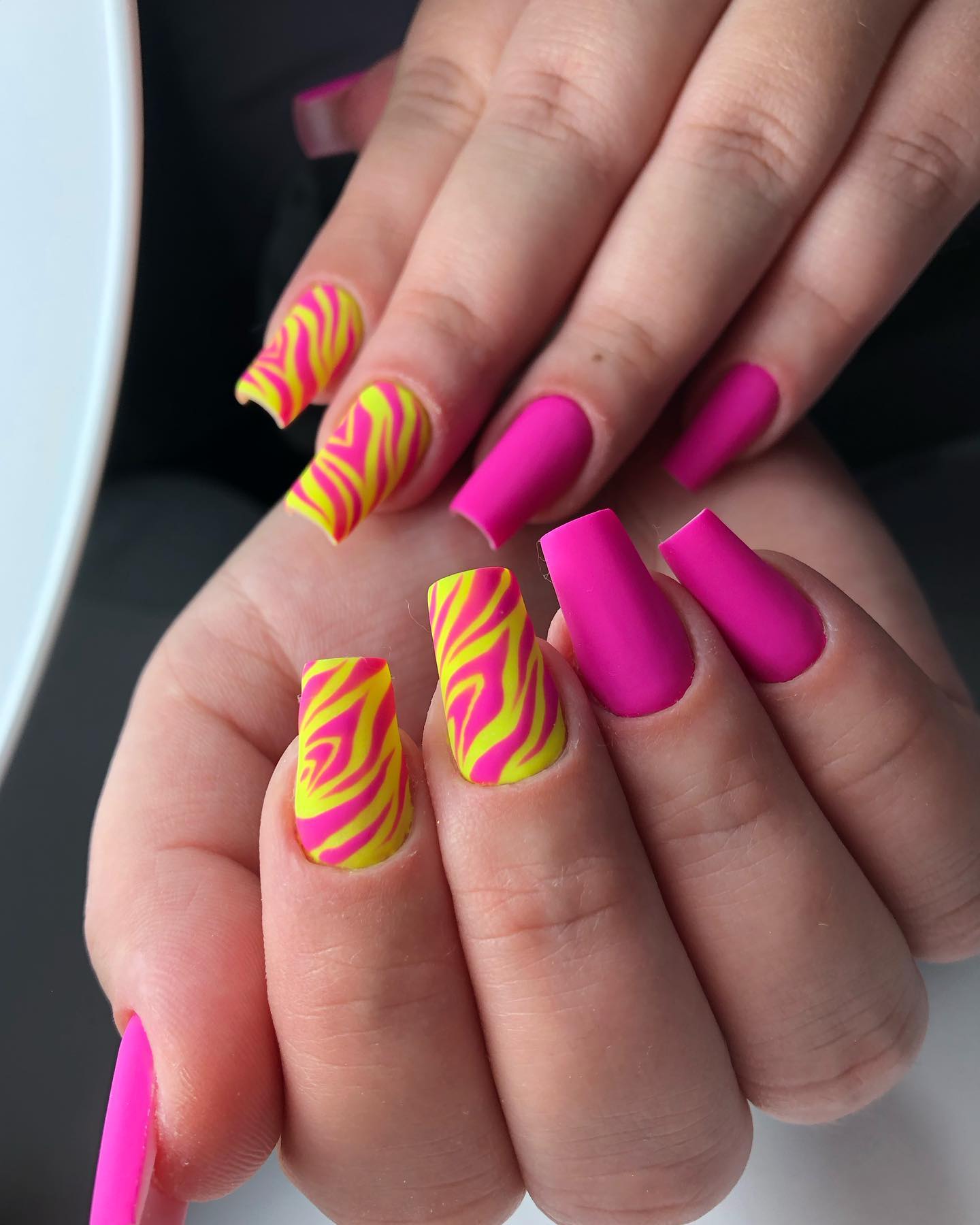 Neon Hot Pink Nails