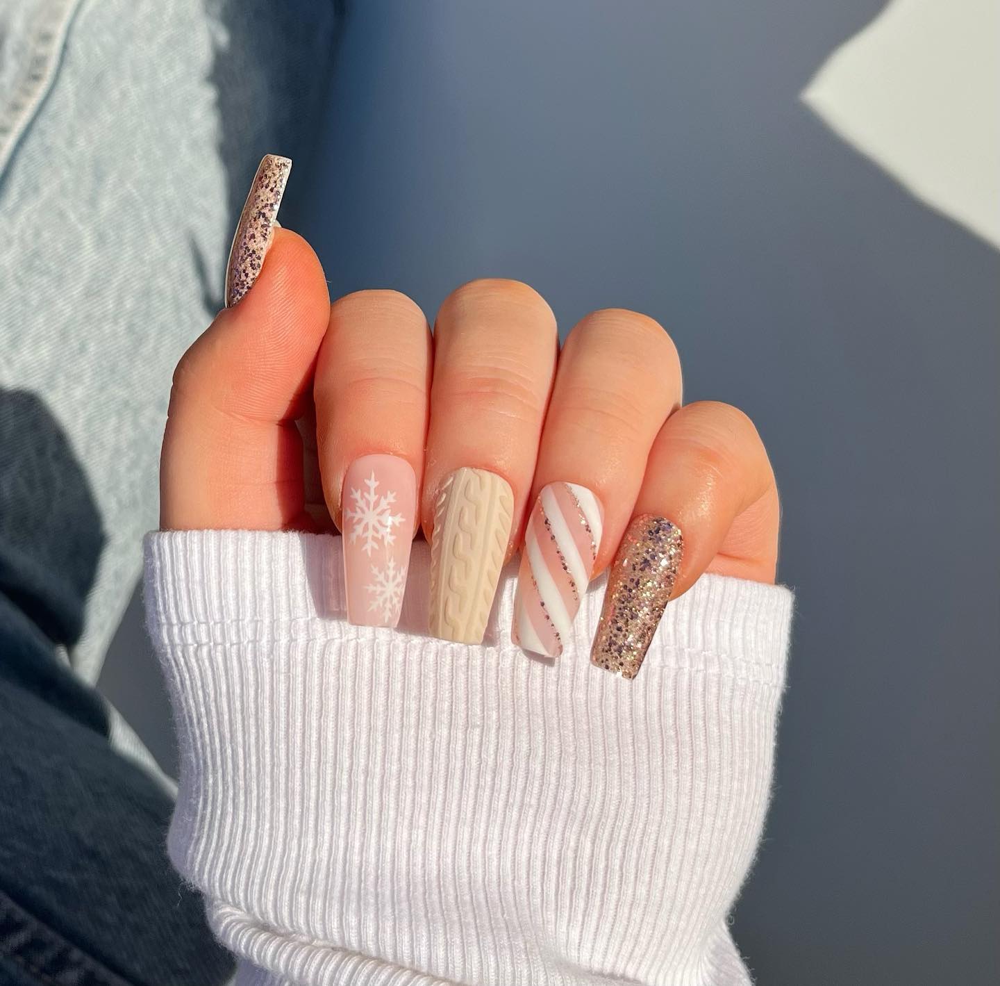 Not Keen on Color? Check These 25+ Pretty Nude and White Christmas Nails -  Nail Designs Daily