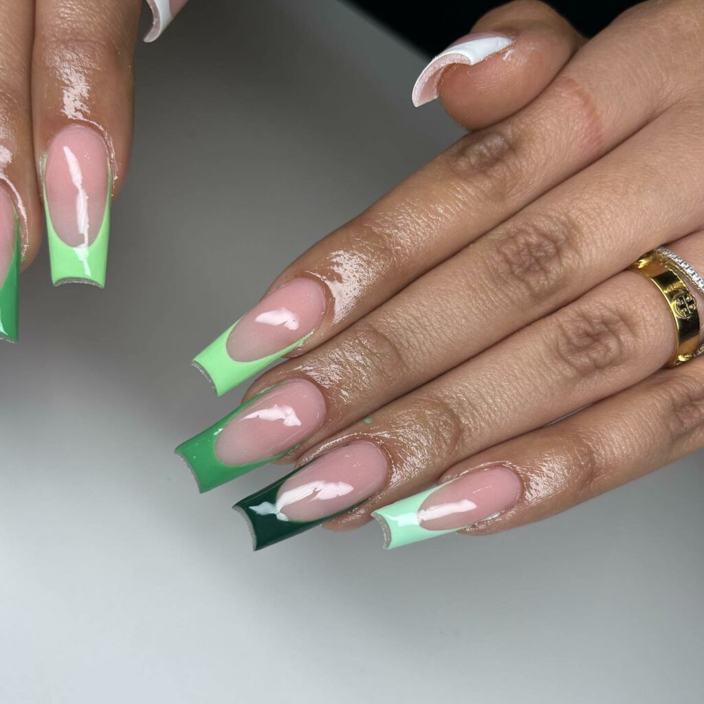 Olive Green Ombre Nails