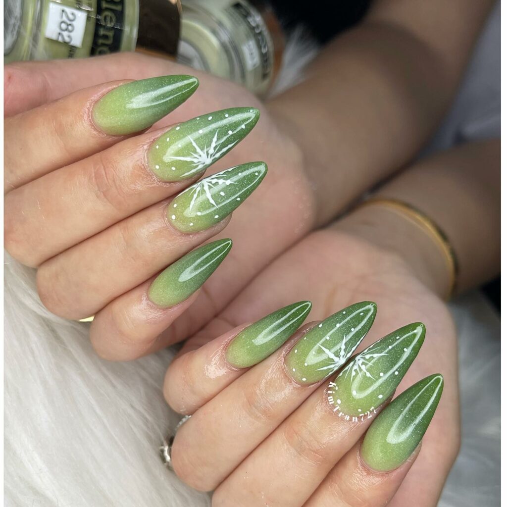 Olive Green Ombre Nails