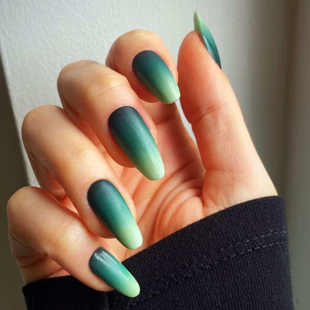 Olive Green Ombre Nails