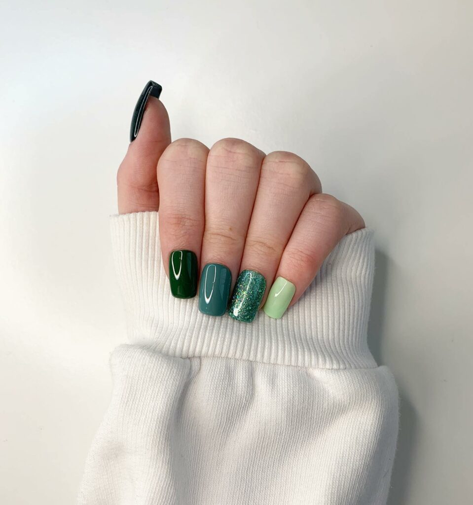Olive Green Ombre Nails