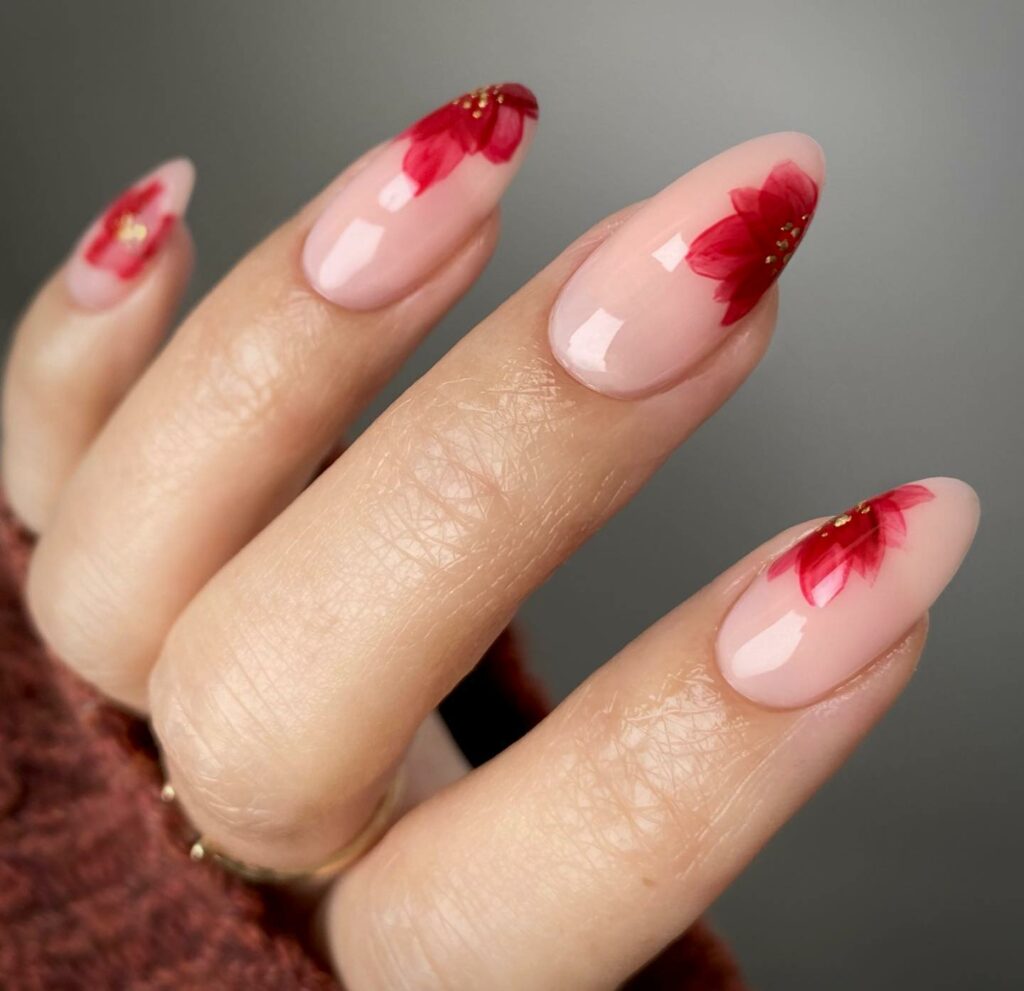 pink and red Christmas nails