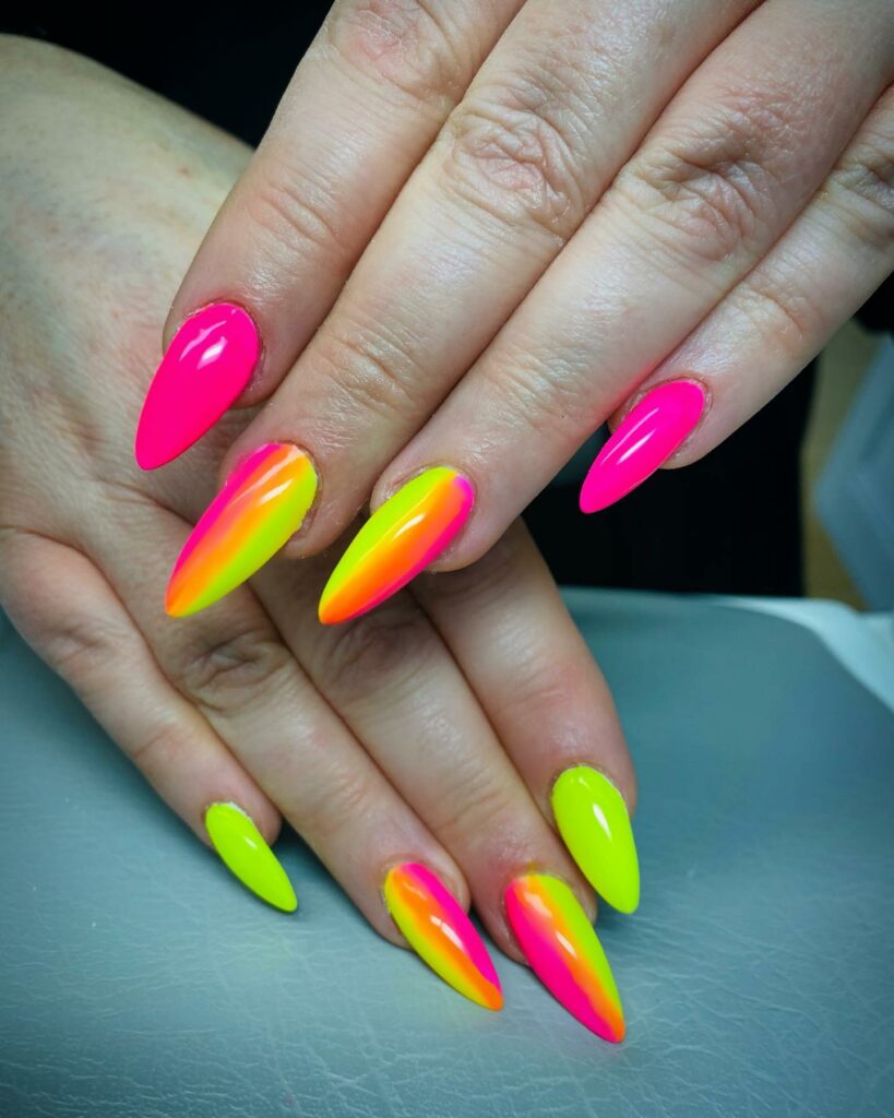 Pink and Yellow Ombre Nails