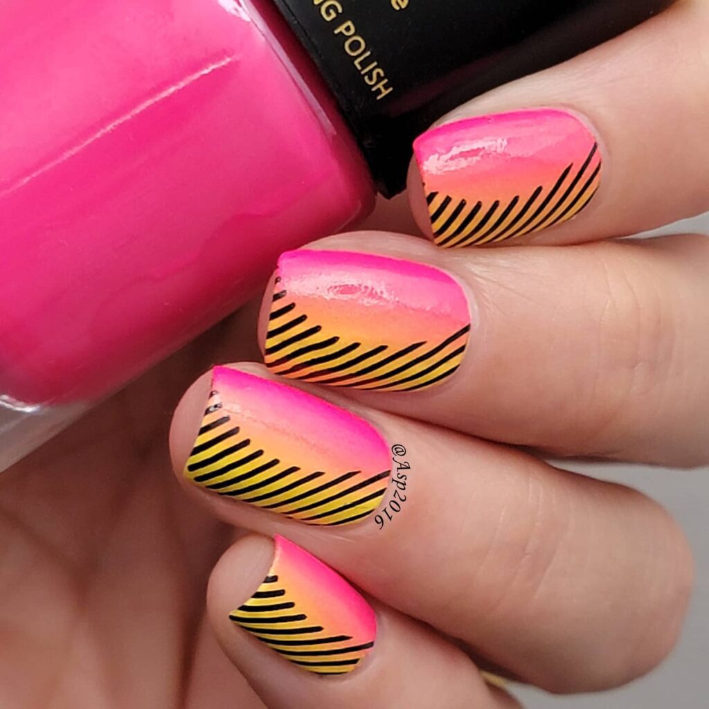 Pink and Yellow Ombre Nails