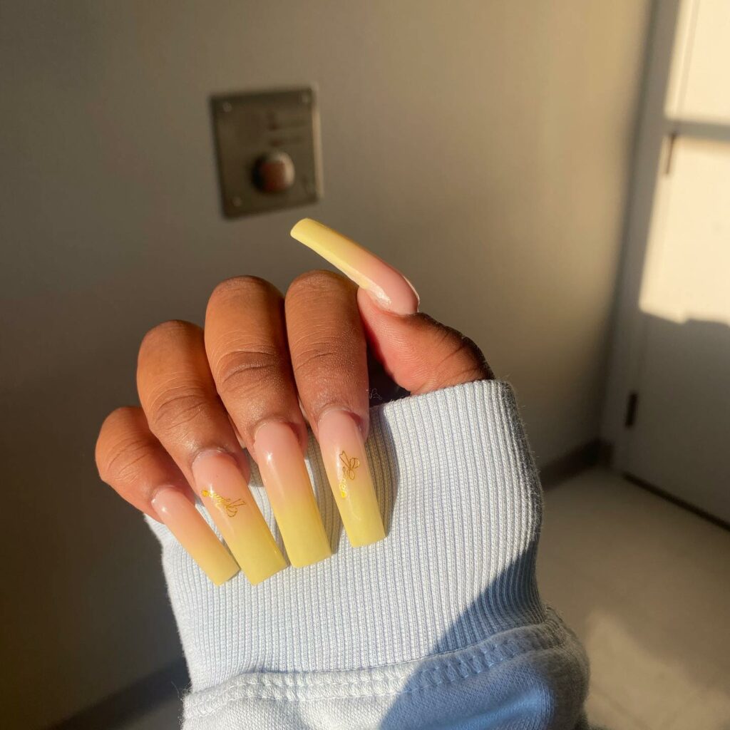 Pink and Yellow Ombre Nails