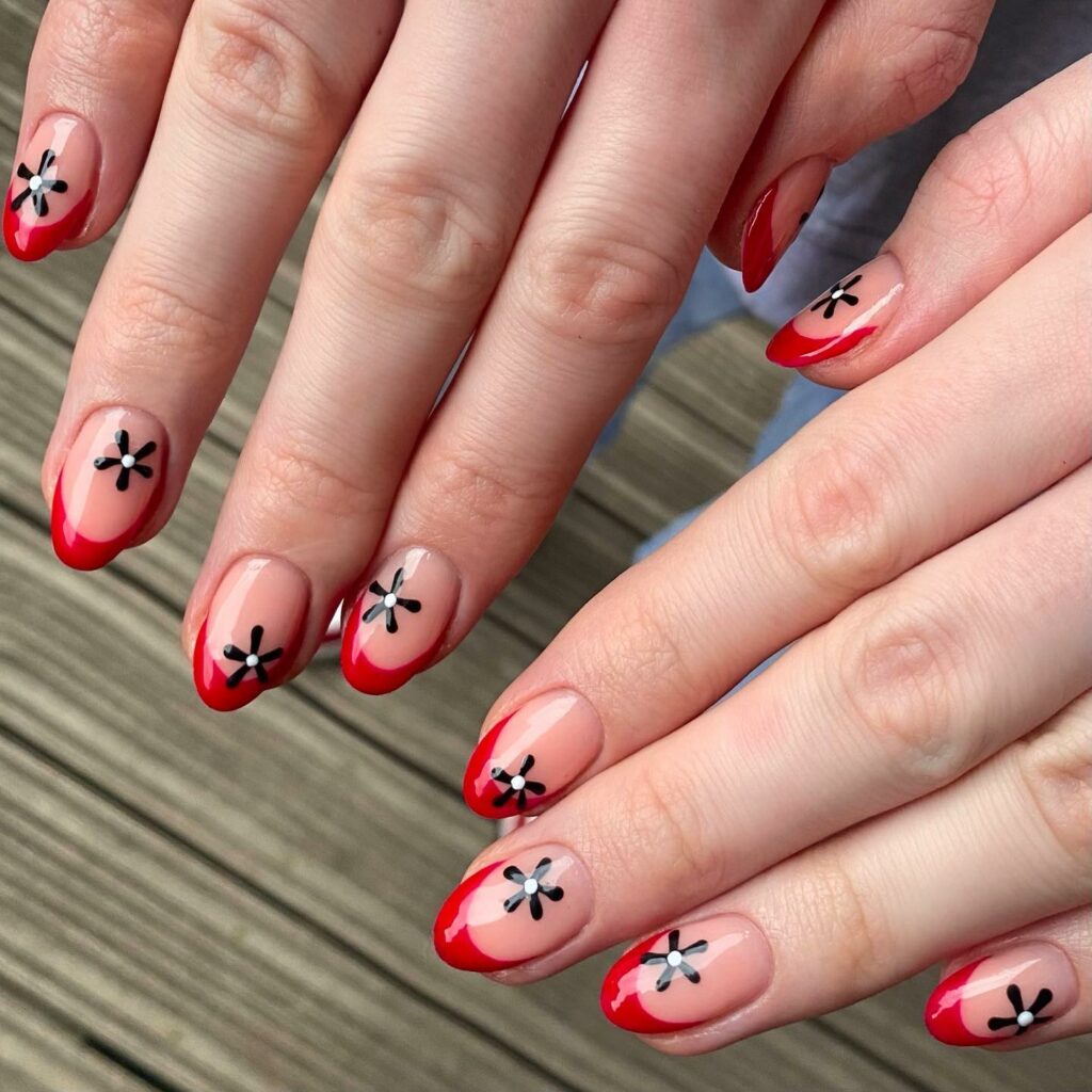 Red French Tip Nails Short Designs