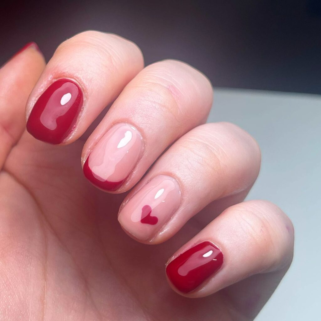 Red French Tip Nails Short Designs