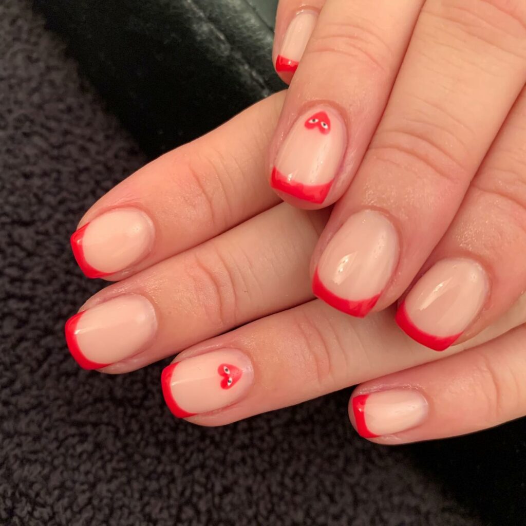 Red French Tip Nails Short Designs
