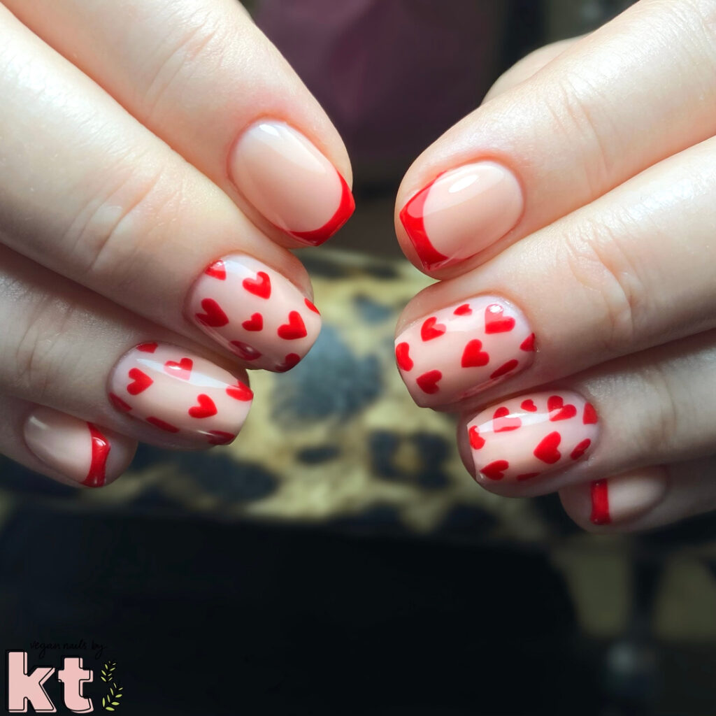 Red French Tip Nails Short Designs