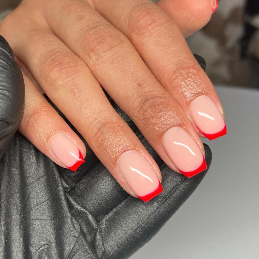 Red French Tip Nails Short Designs