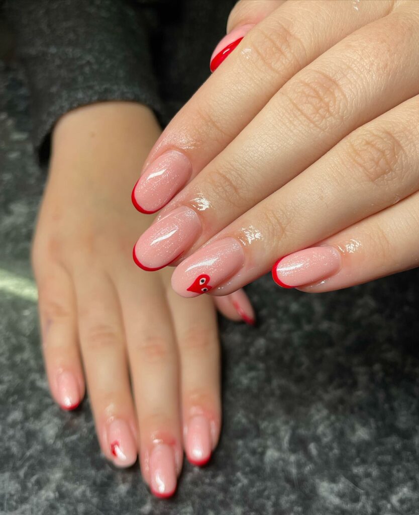 Red French Tip Nails Short Designs