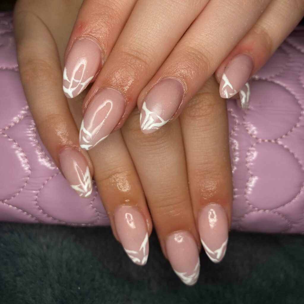 zebra french tip nails