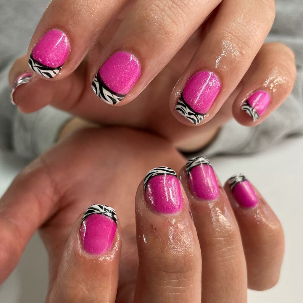 zebra french tip nails