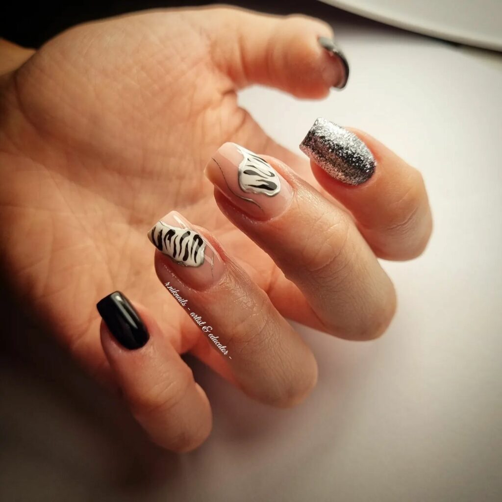 zebra print nail designs