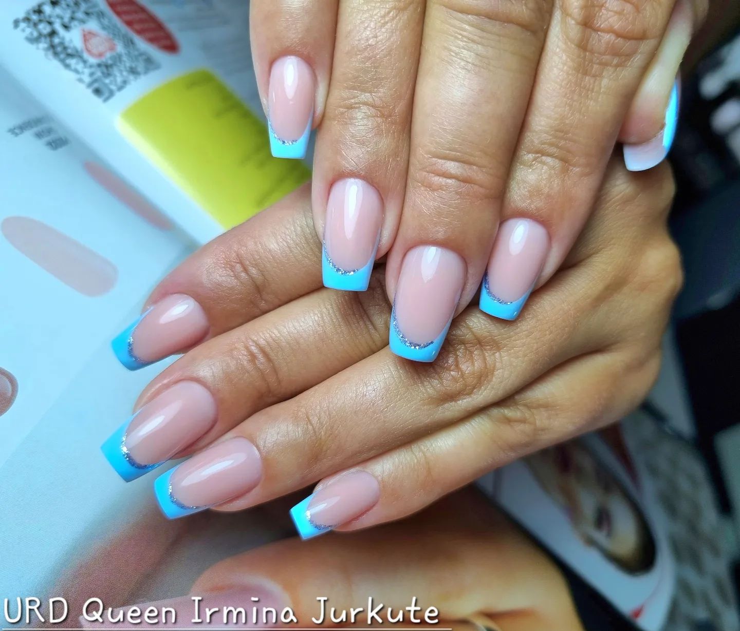 Turqouise French Tip Nails