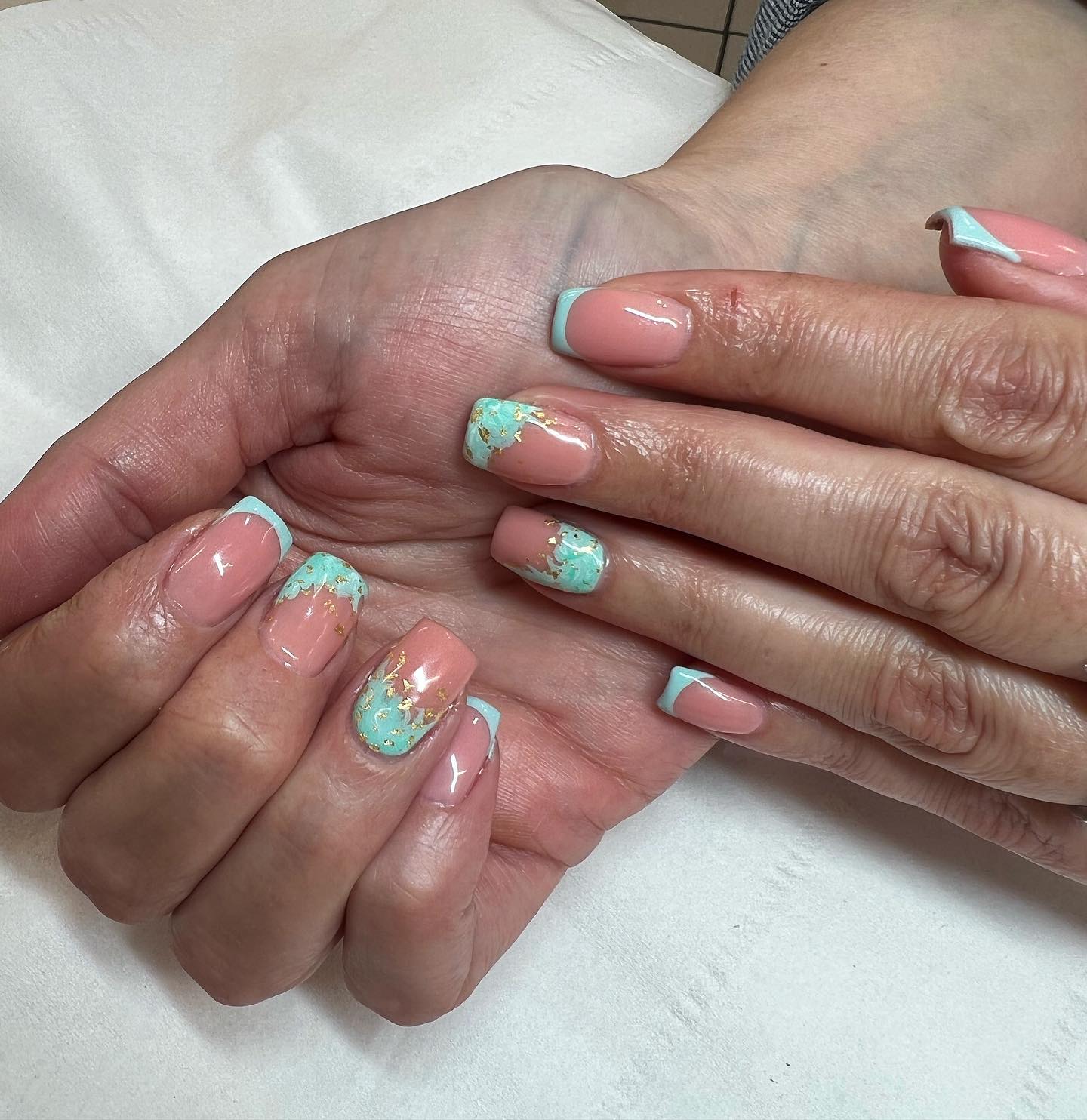 Turqouise French Tip Nails