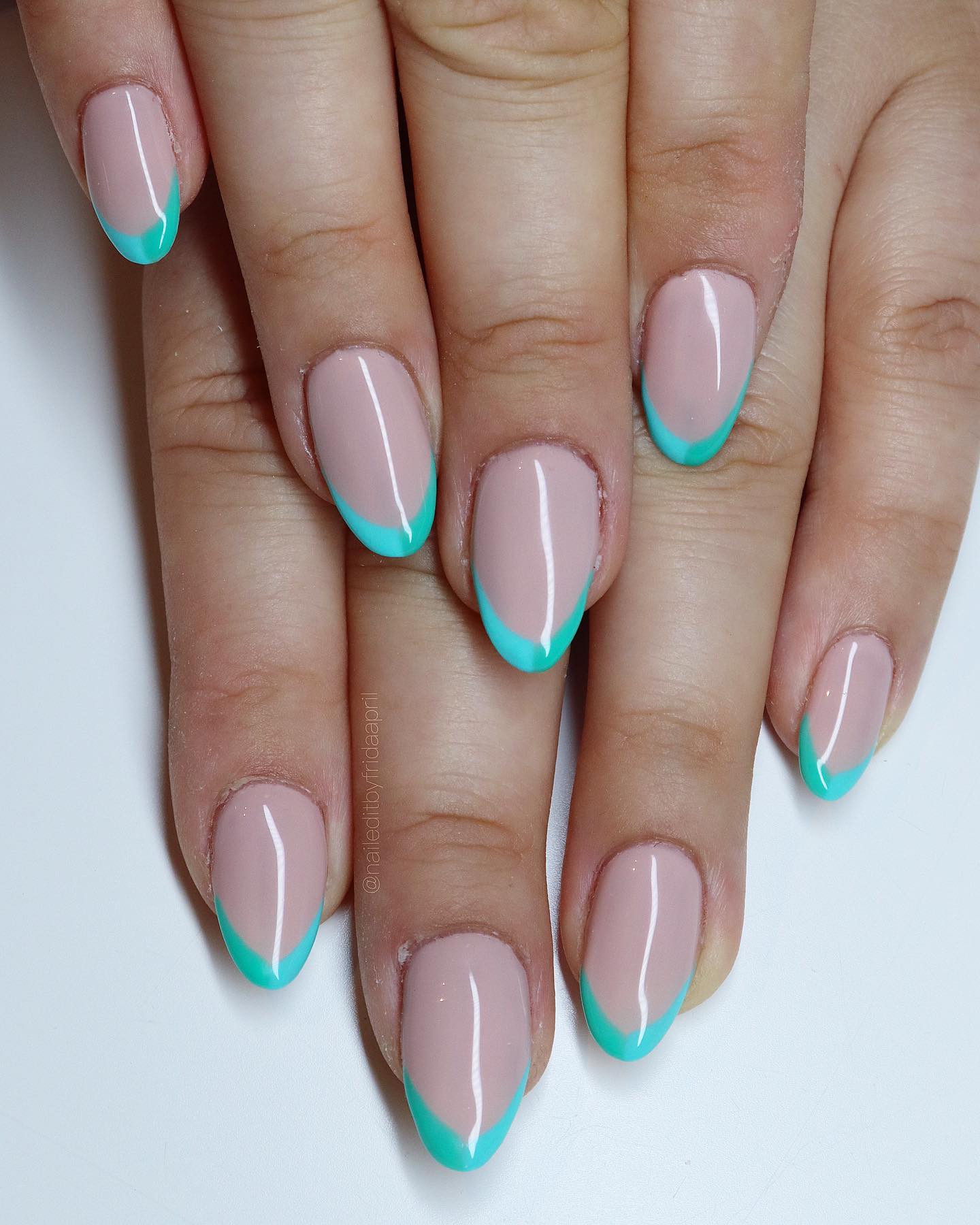 Turqouise French Tip Nails