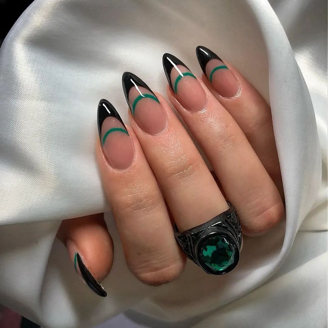 black and green nails
