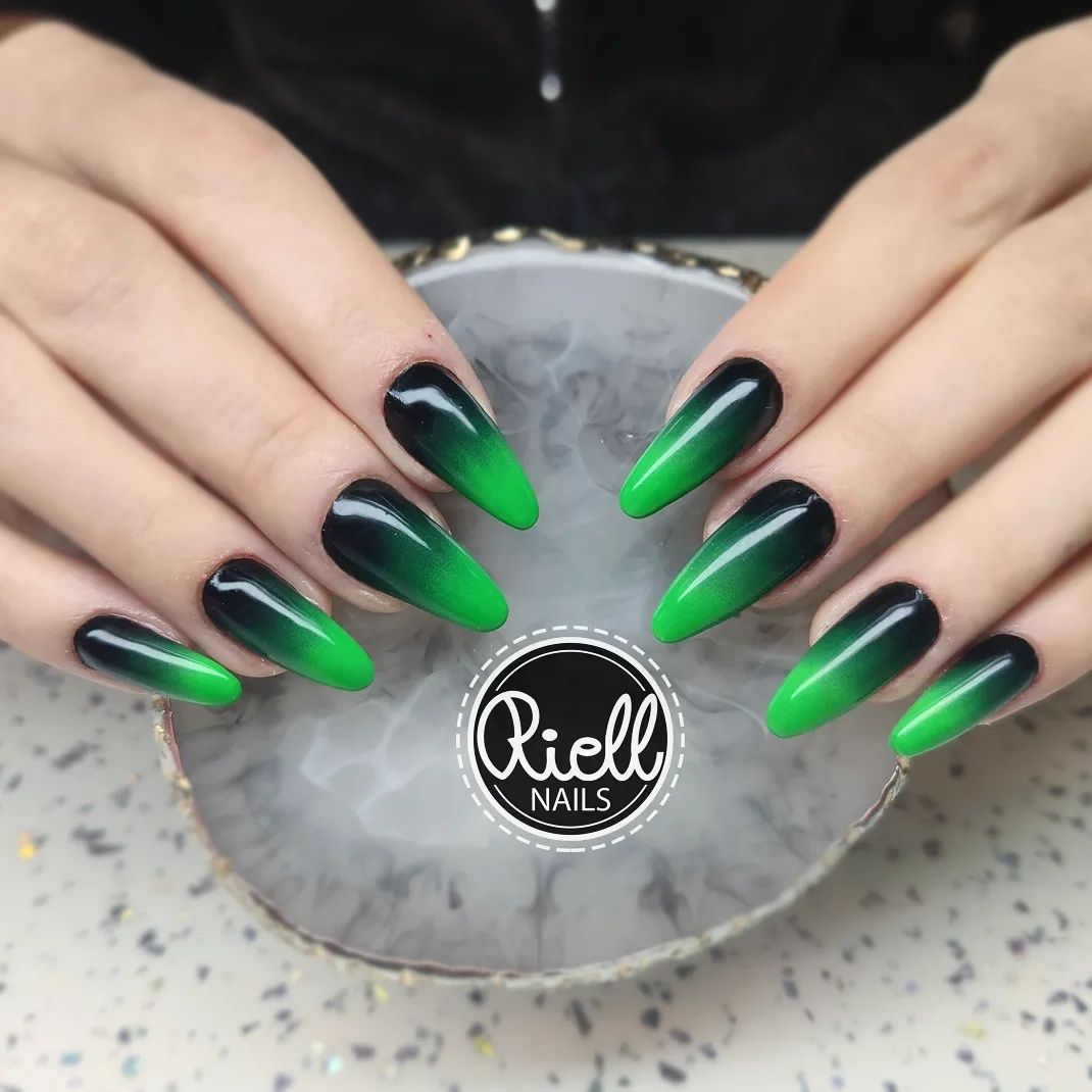 black and green nails