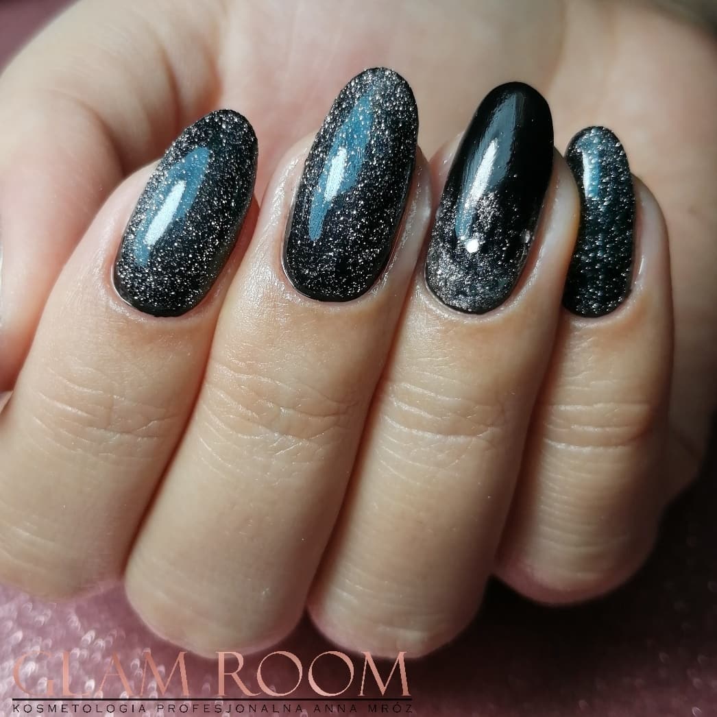 black and silver nails