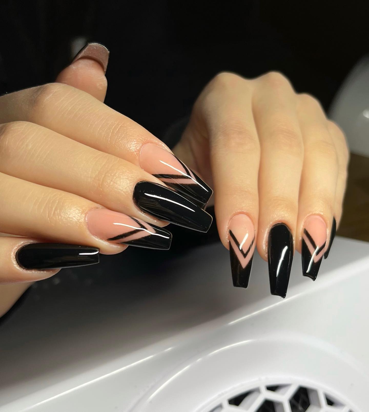 black french tip coffin nails