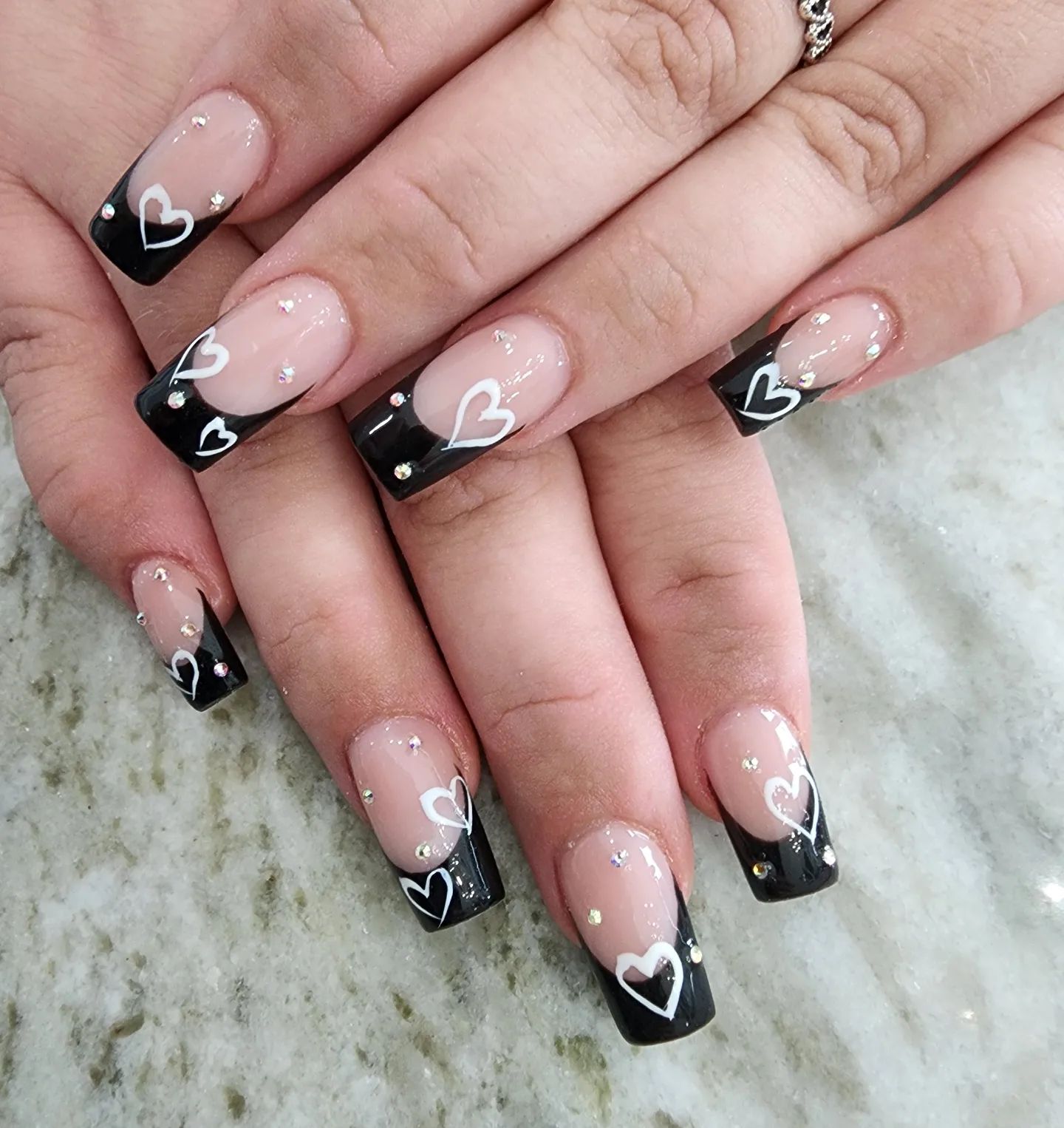 black french tip coffin nails