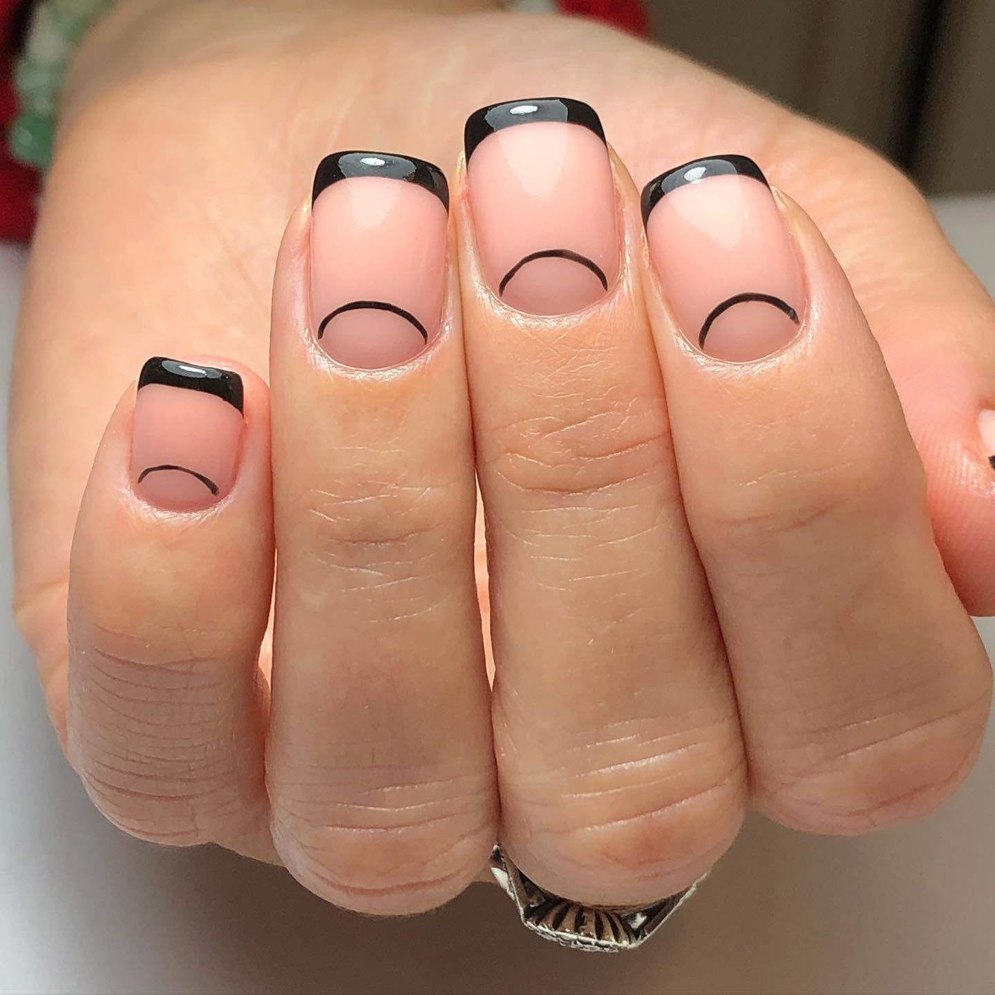 creating half moon nail art on my short nails worh trending summer col... |  TikTok