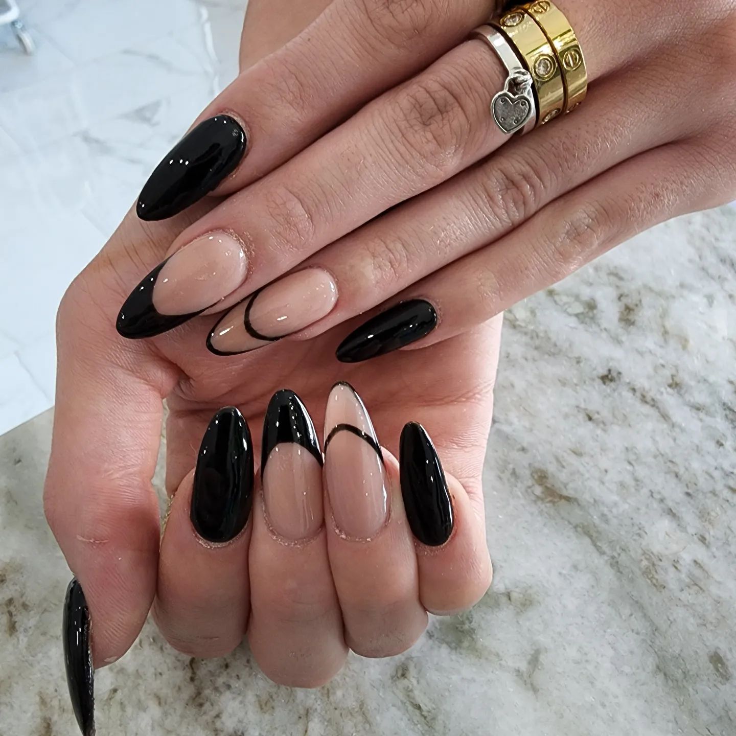 black french tip nails