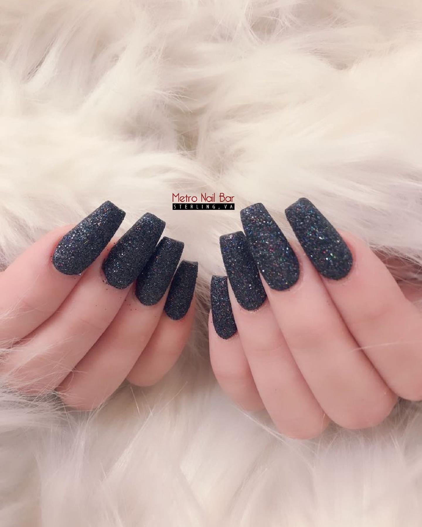 black sparkly nails