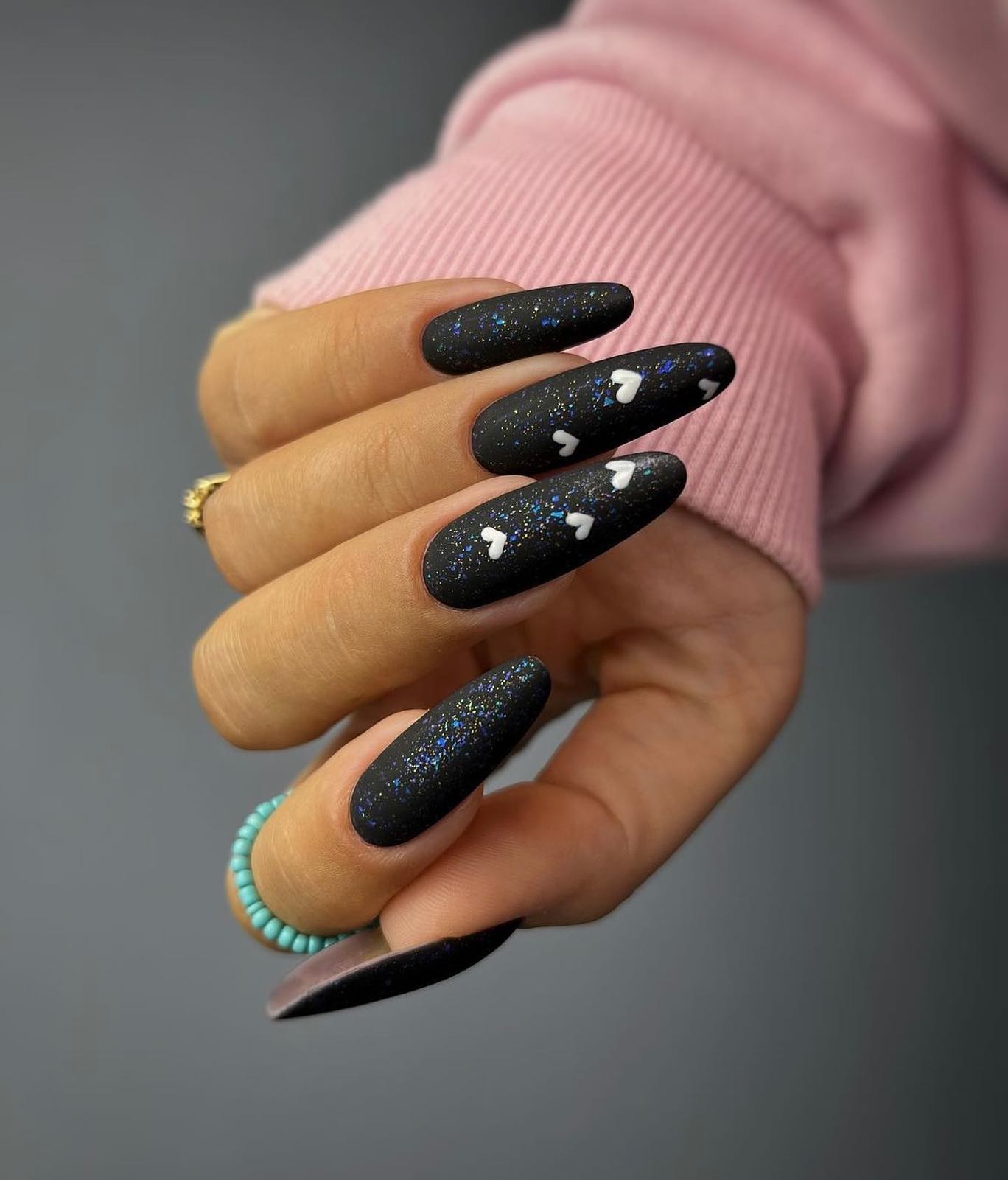 black sparkly nails