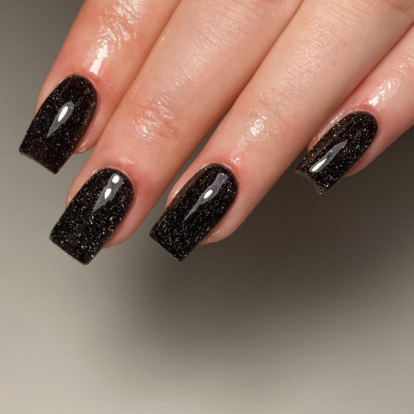 black sparkly nails