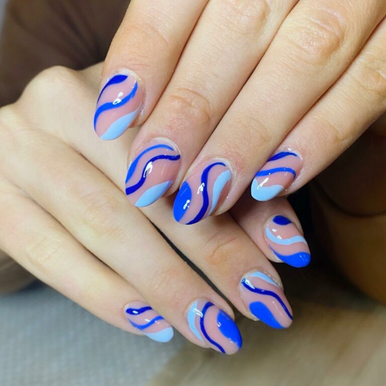 30 Stunning Ocean Wave Inspired Blue Swirl Nails - Nail Designs Daily