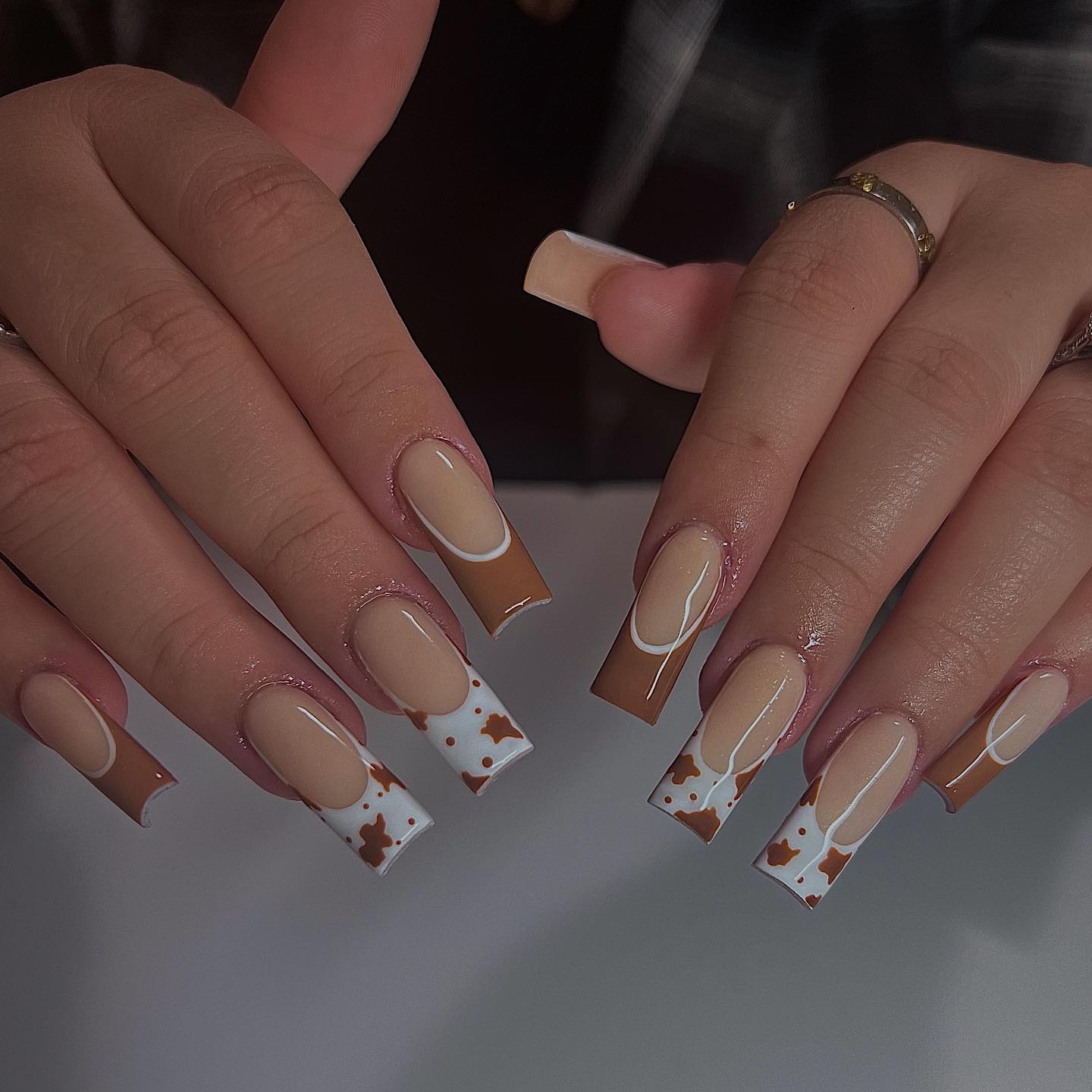 brown-cow-print-nails-14 brown cow print nails