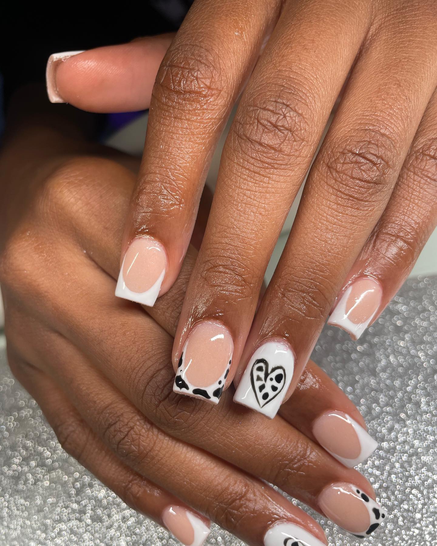 brown cow print nails