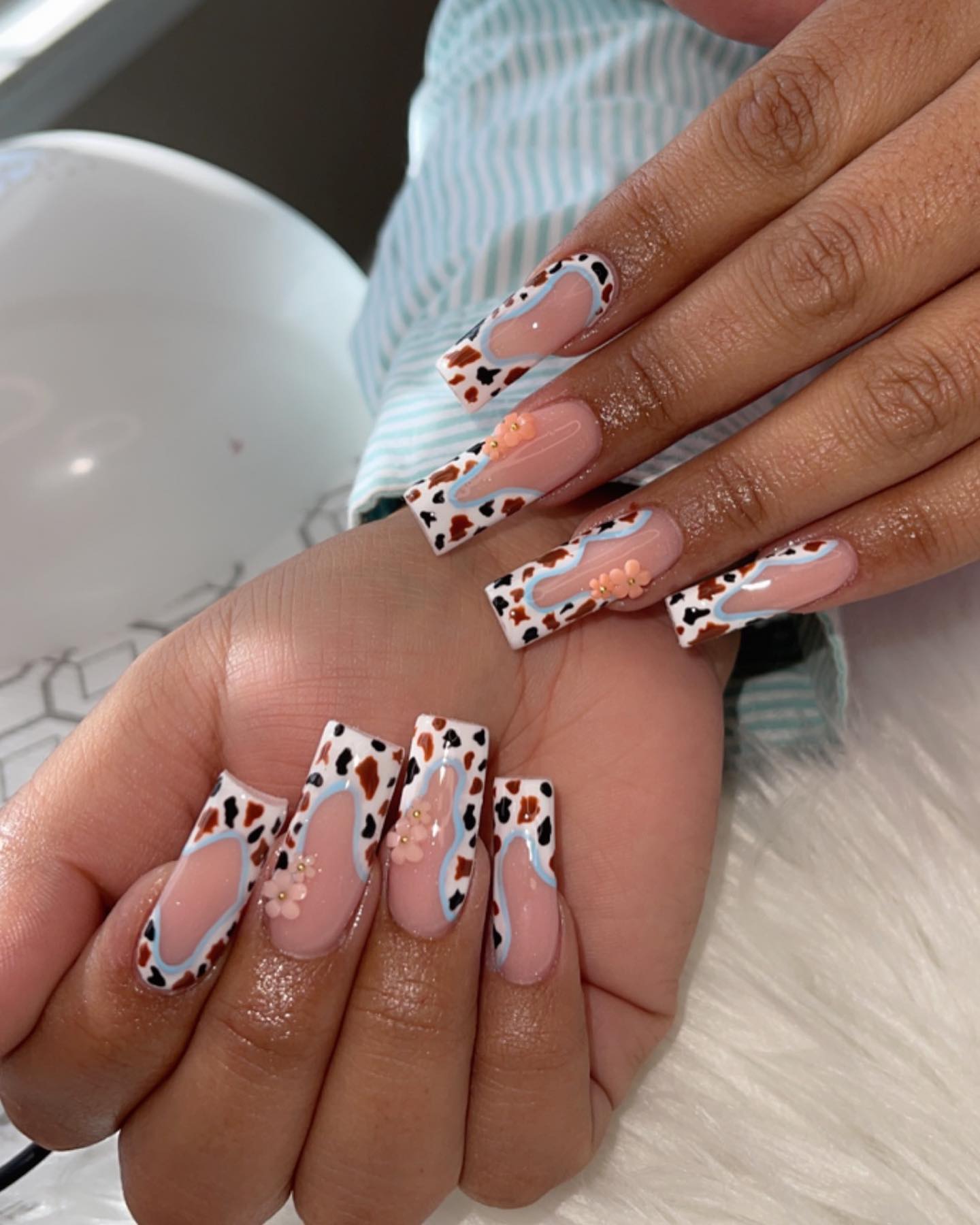 brown cow print nails