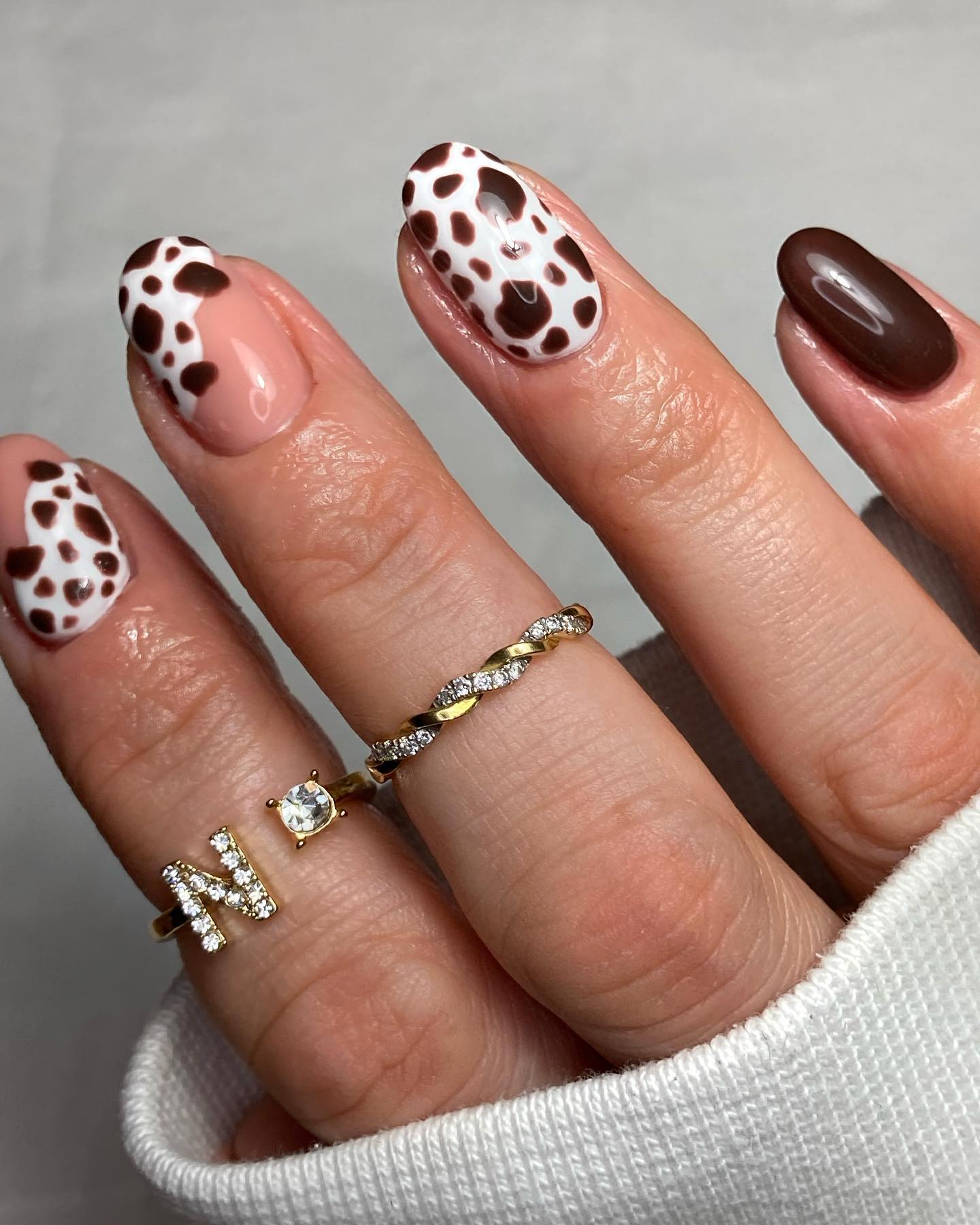 brown cow print nails