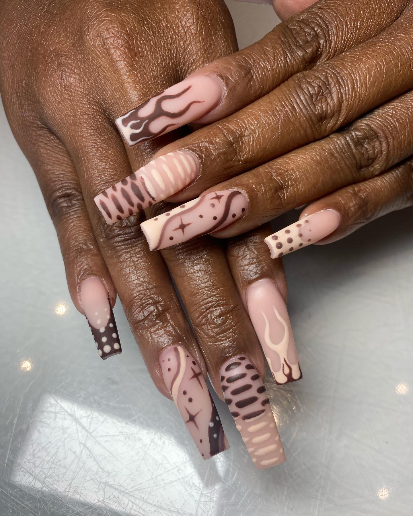 brown nude nails