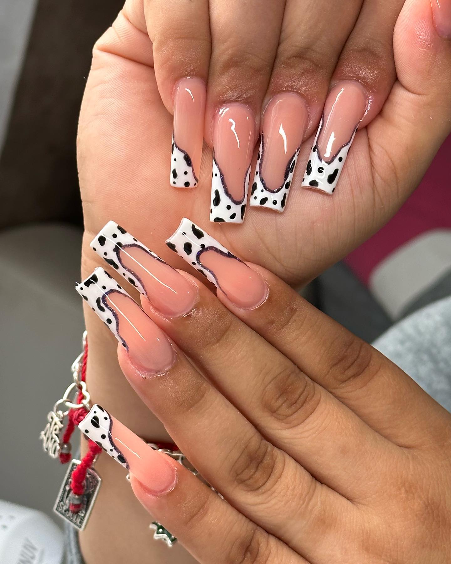 cow french tip nails