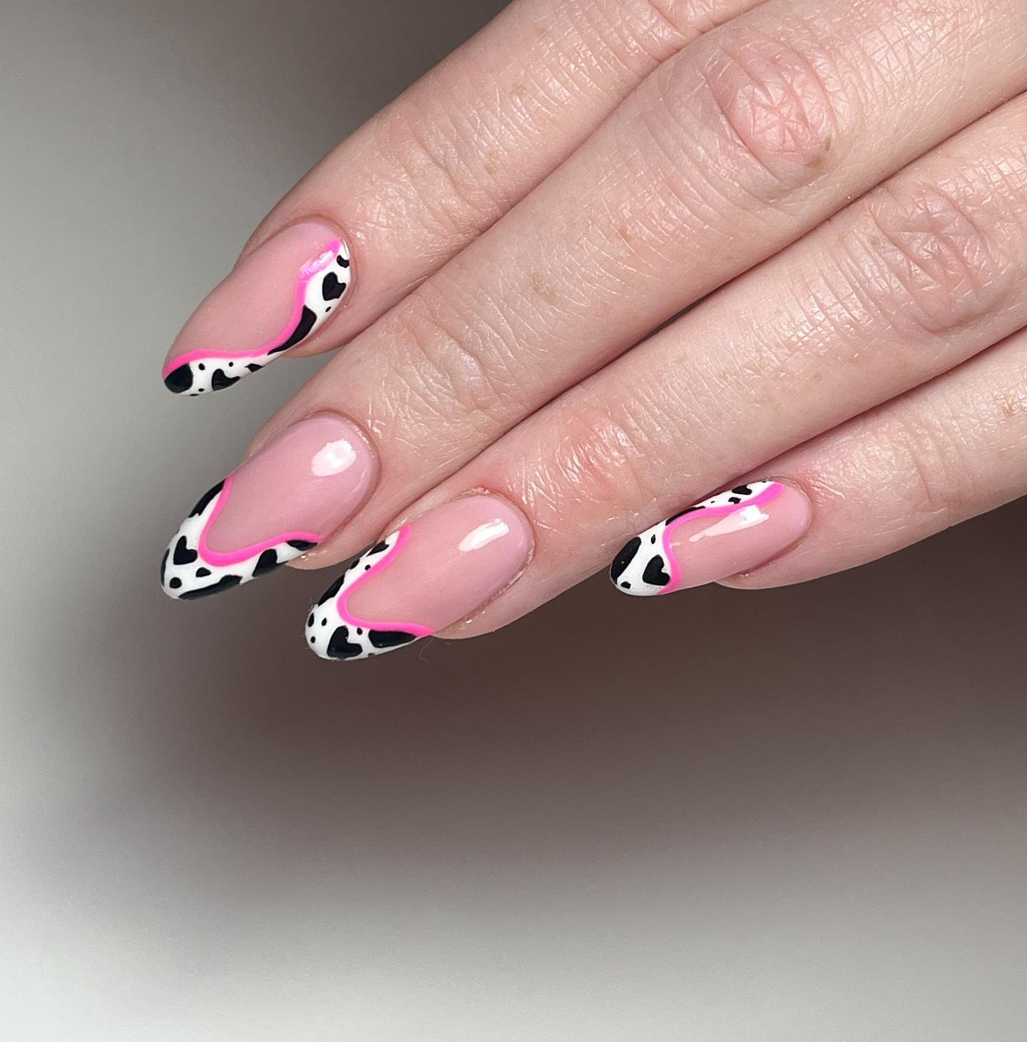 cow print french tip nails