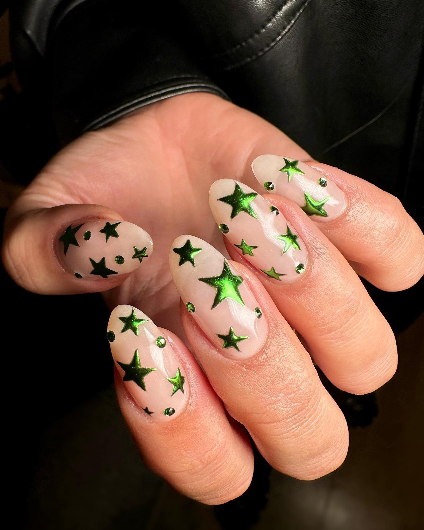 green chrome nails