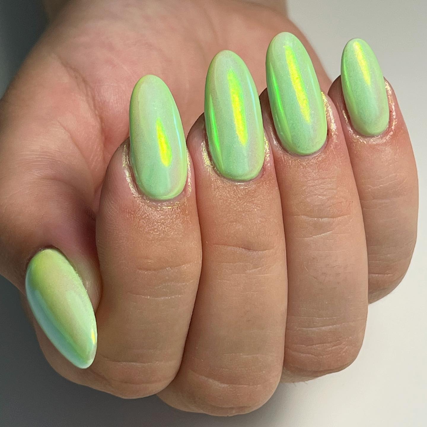 green-chrome-nails-56 green chrome nails