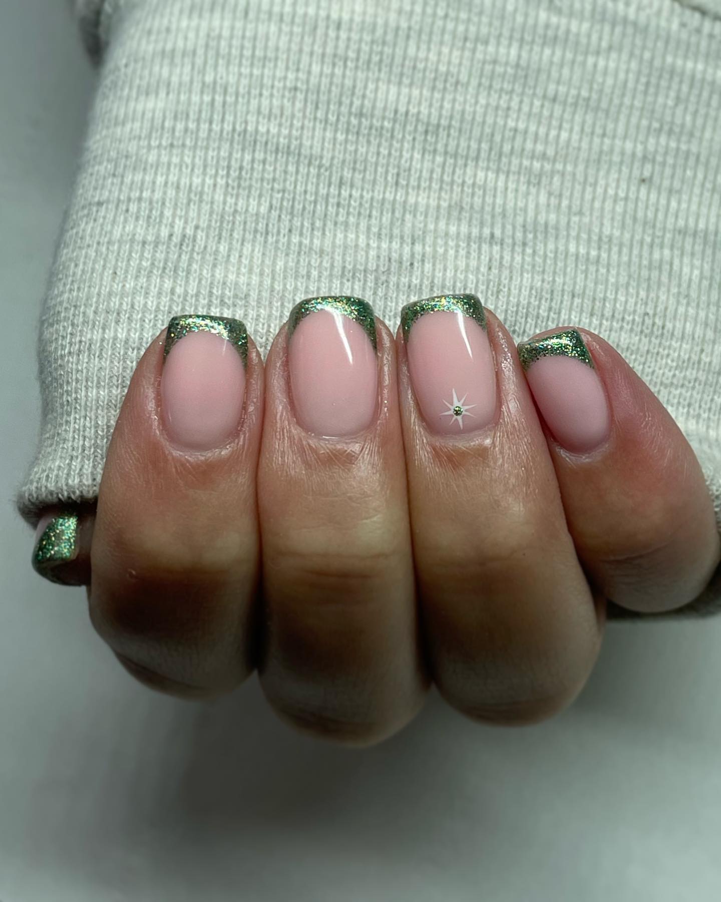 Green French Tip Nails