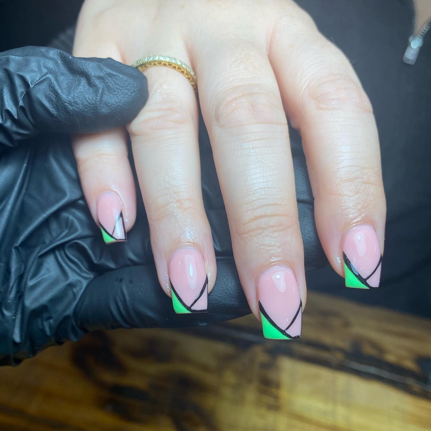 Green French Tip Nails