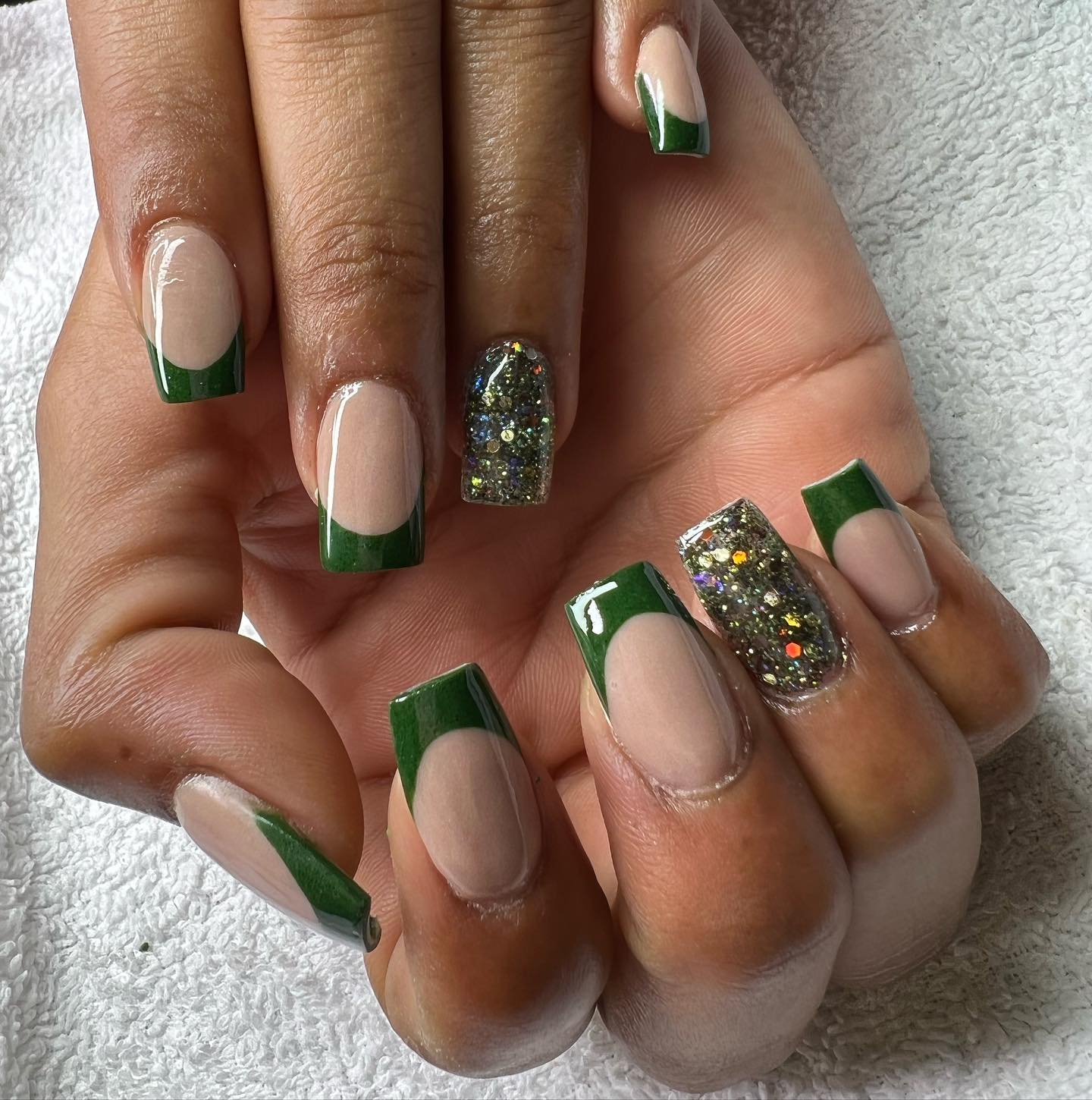 Green French Tip Nails