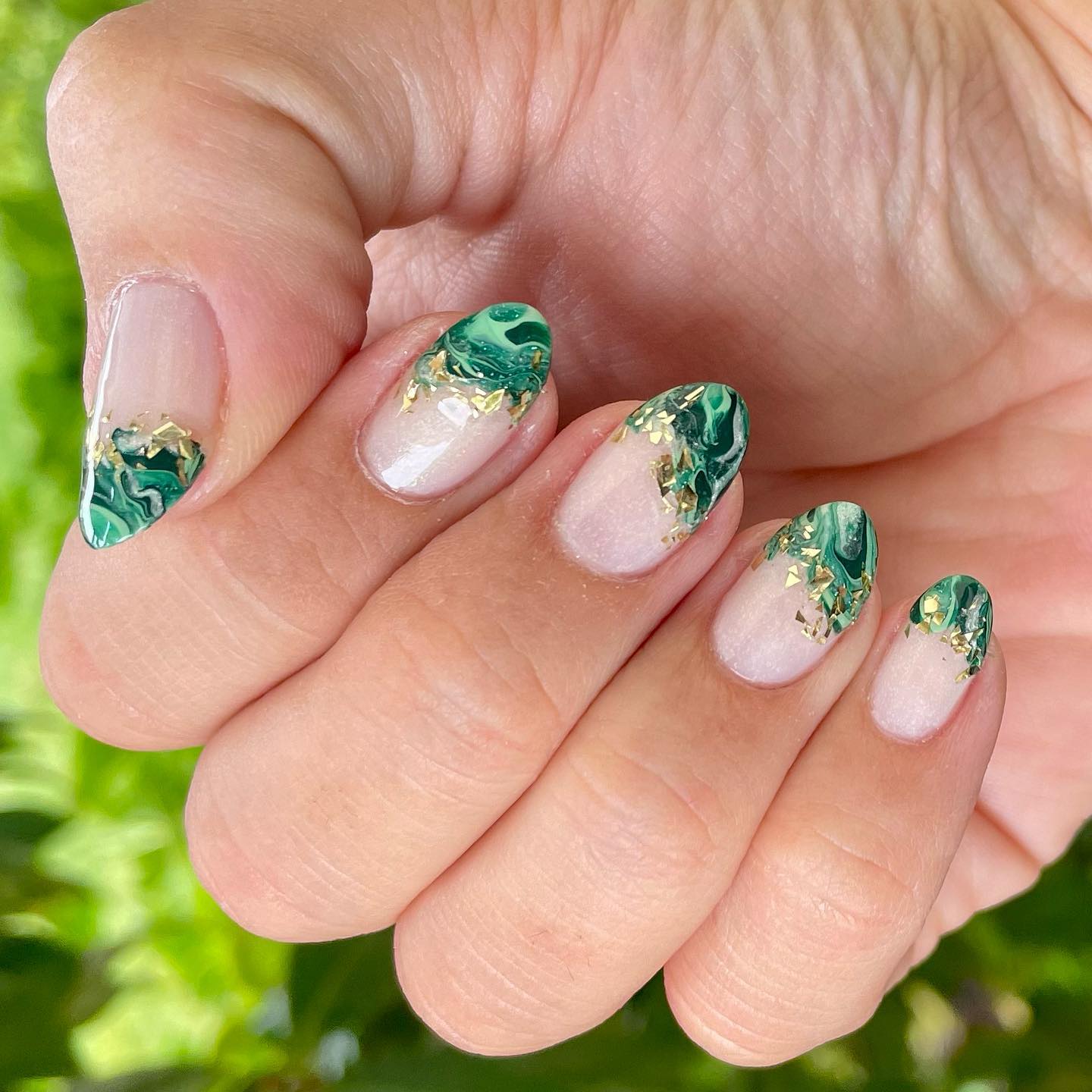 Green French Tip Nails