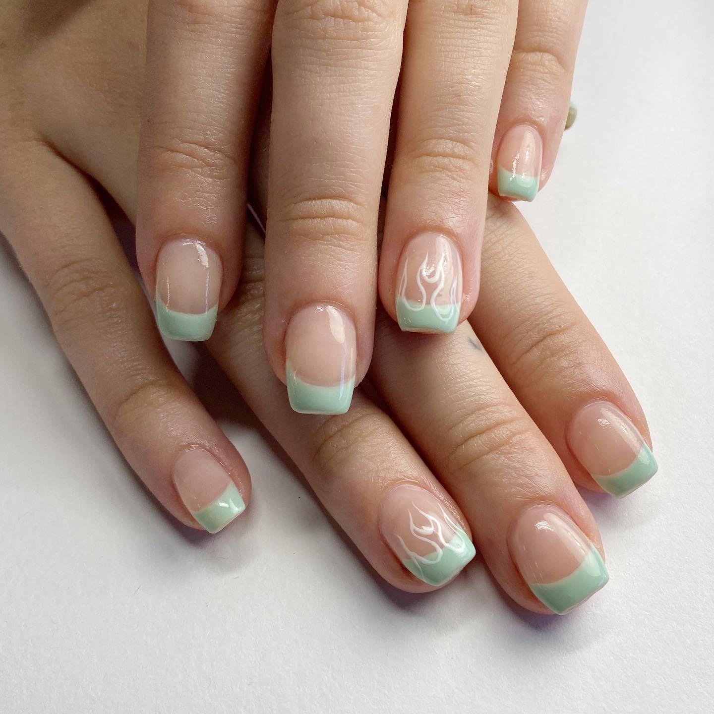 Green French Tip Nails