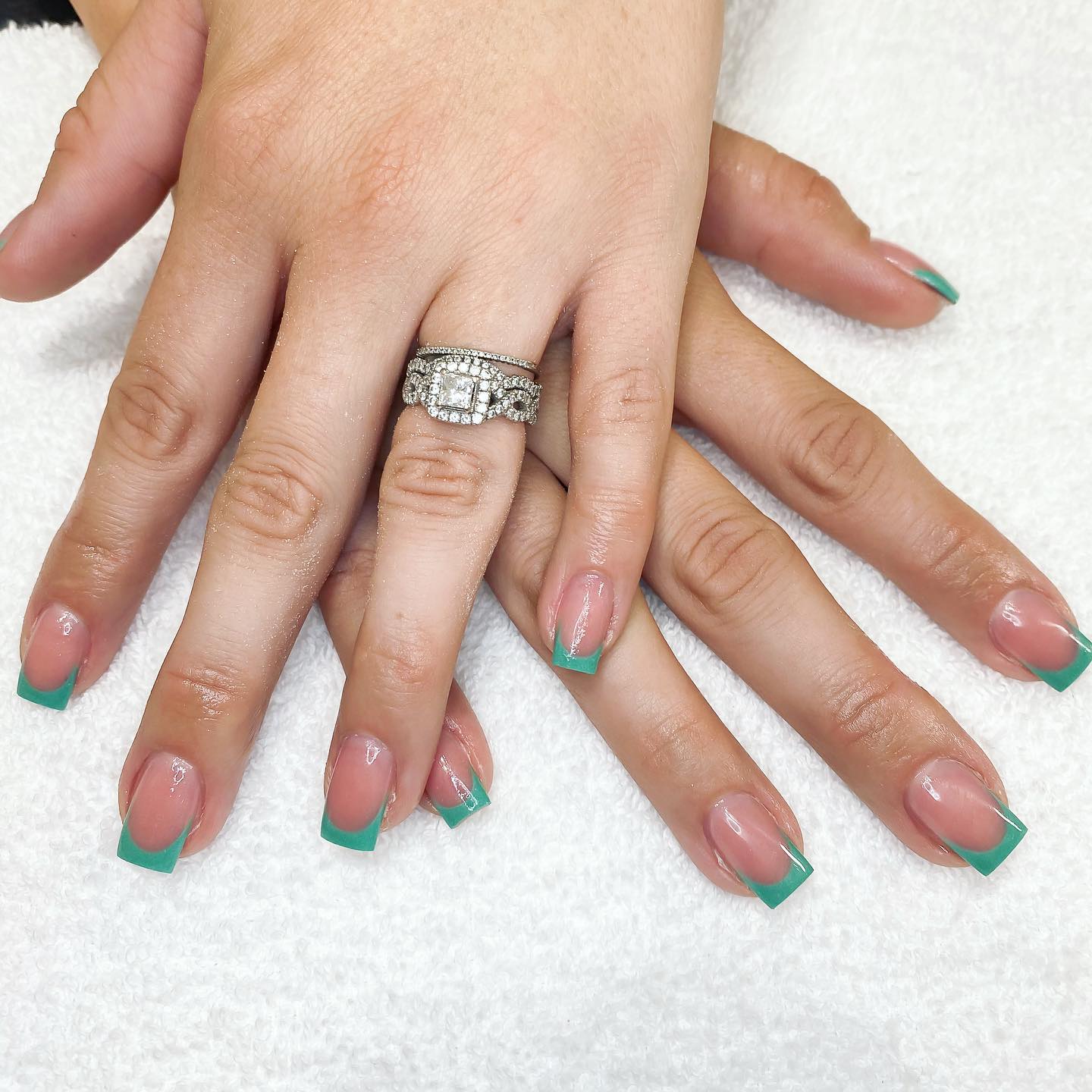 Green French Tip Nails