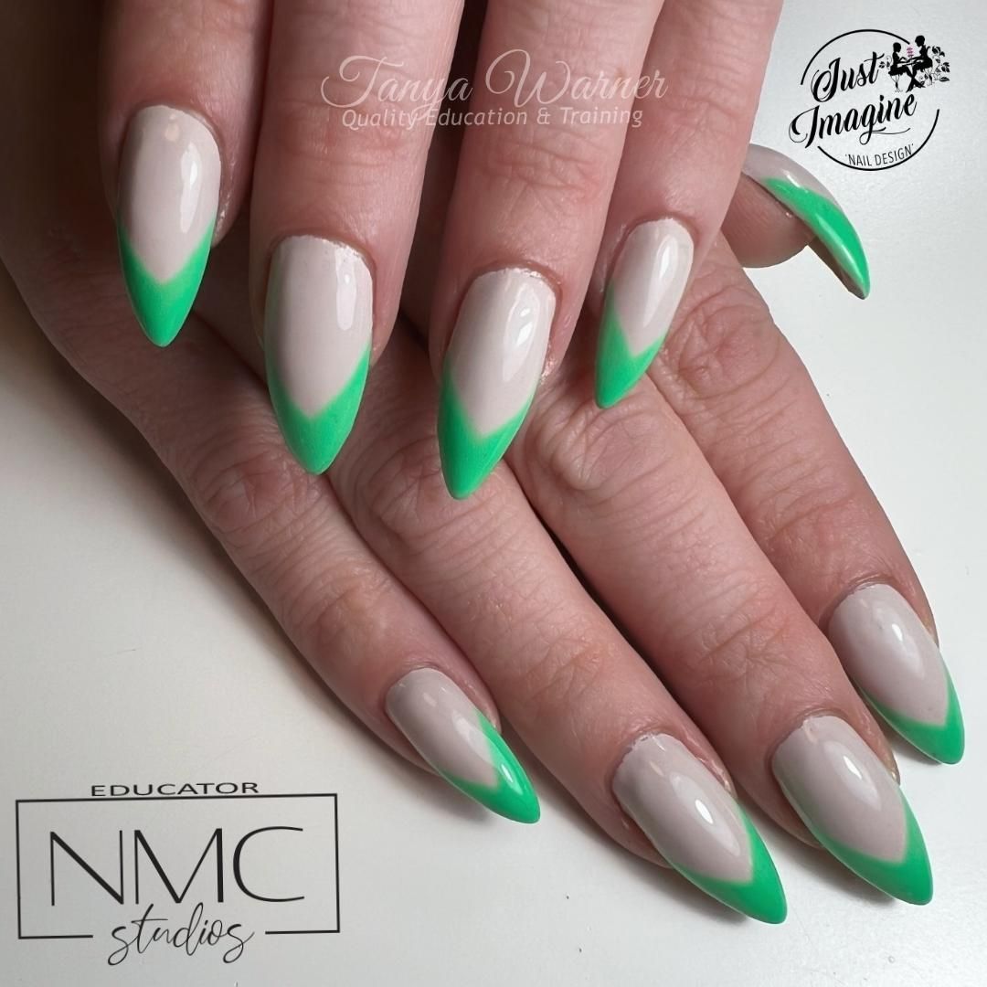 Green French Tip Nails